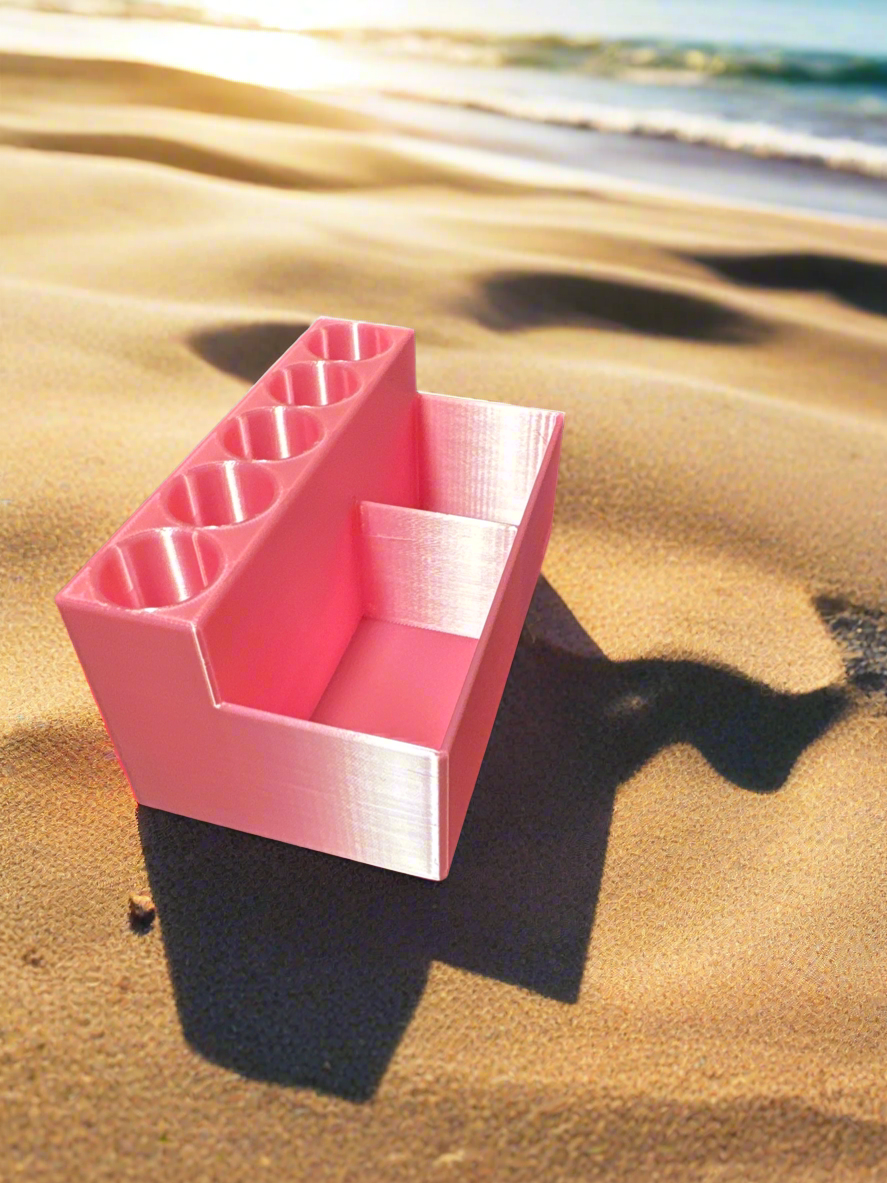 5 pen slots + storage