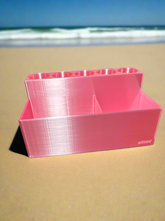 5 pen slots + storage