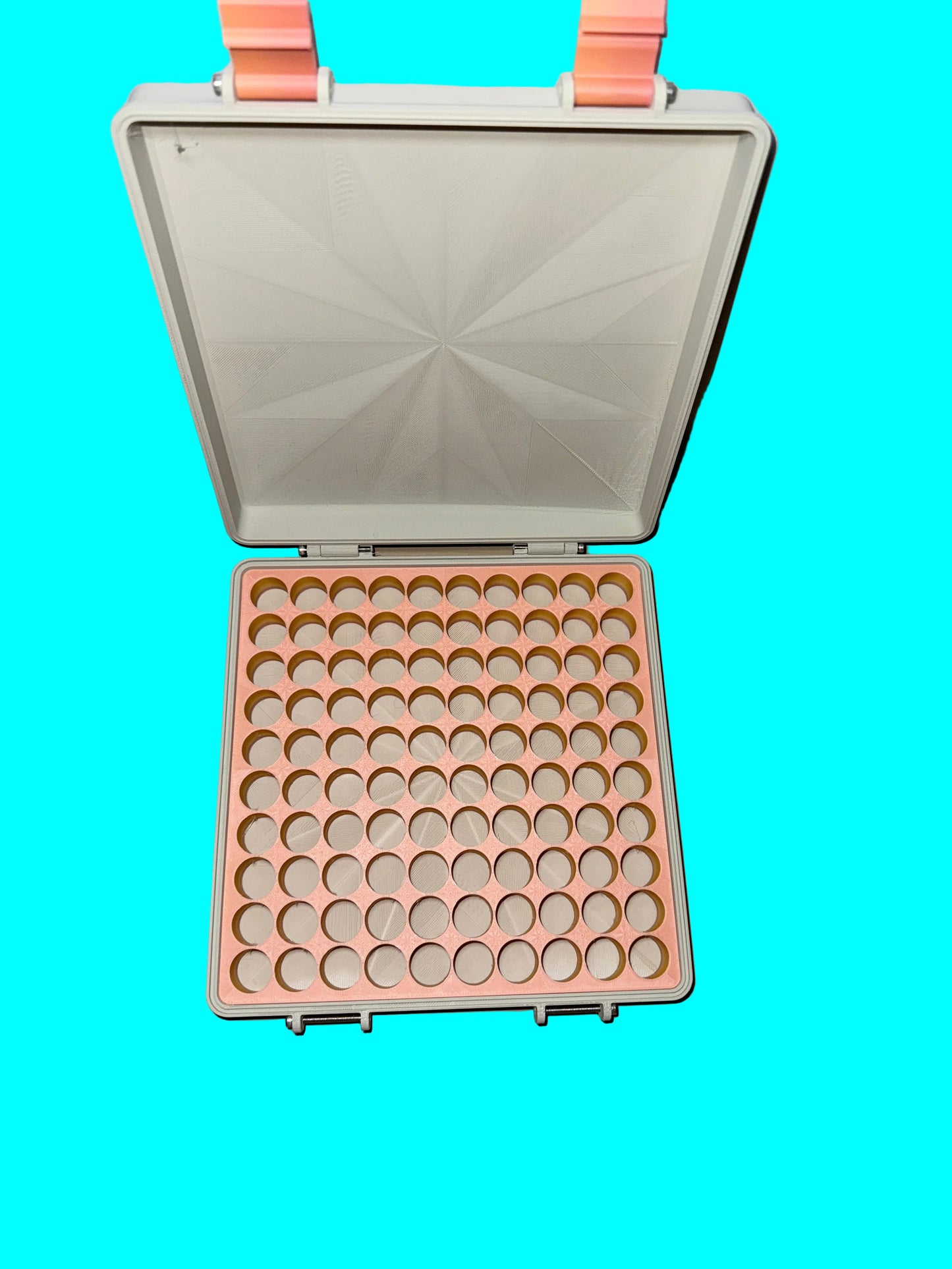 10x10 3ml vial case  **FAULTY PRINT QUALITY/ HINGE DAMAGE**